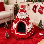 Cozy Pine Christmas Tree Cat Cave