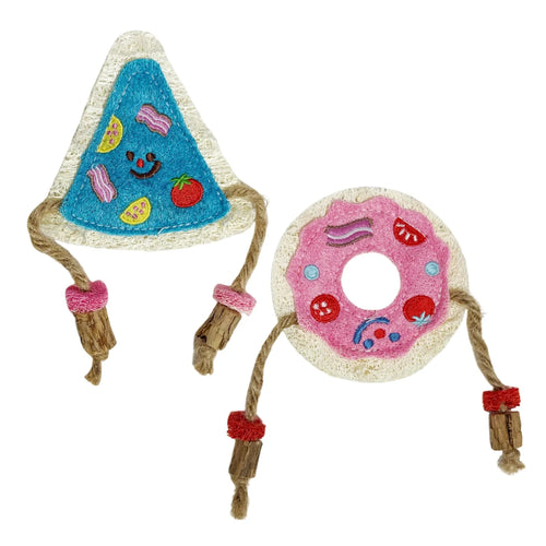 Donut & Pizza Loofah Cat Chew Toy