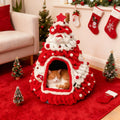 Cozy Pine Christmas Tree Cat Cave