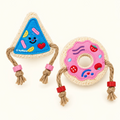 Nibbleloof donut and pizza loofah cat chew toys