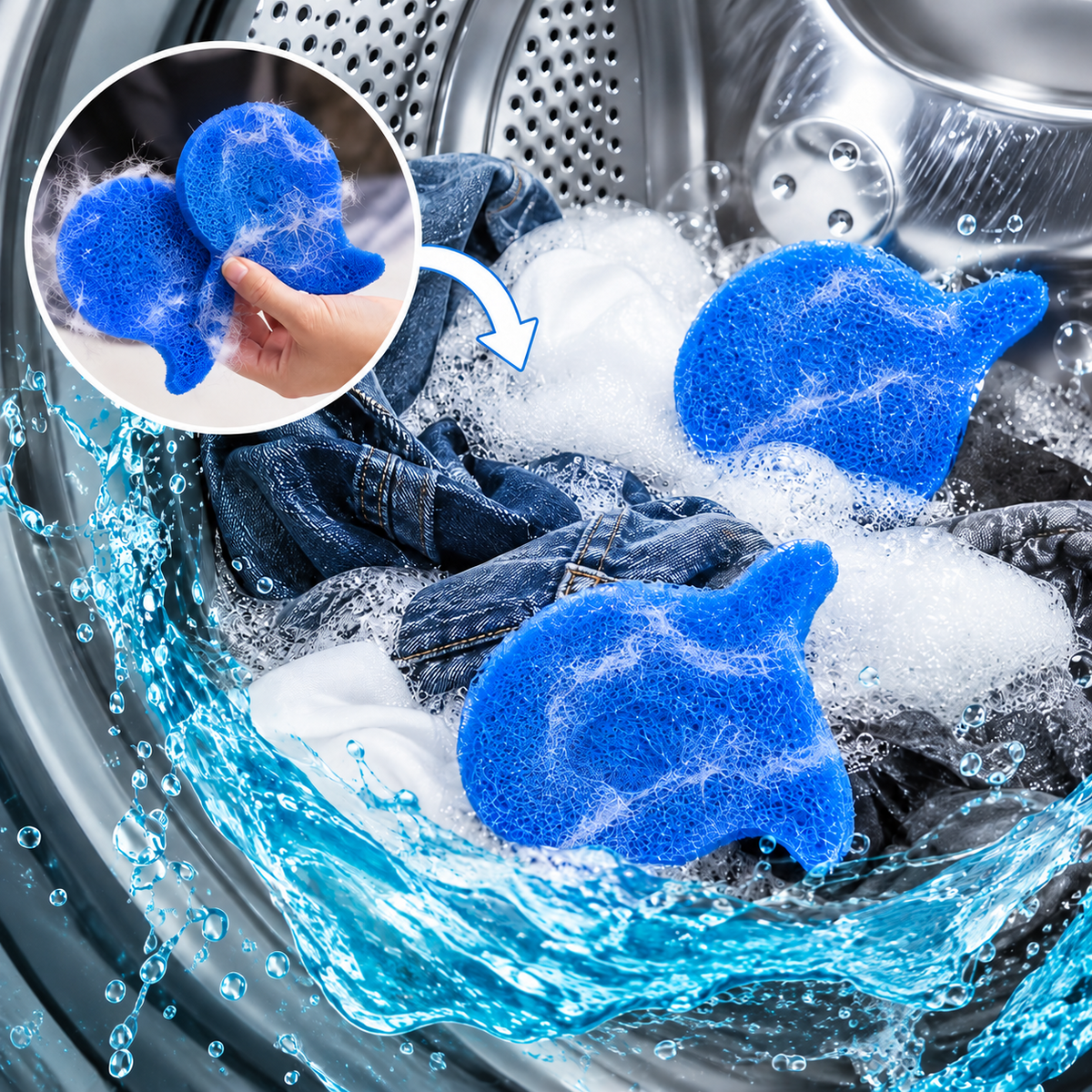 Lintfins pet hair catchers in the washing machine