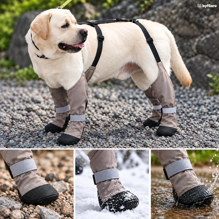 Snowstride Suspender Dog Boots for Snow & Rain